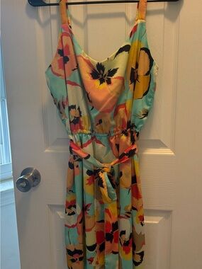 BeBop Floral Sundress in Aqua, Yellow, Coral, Black